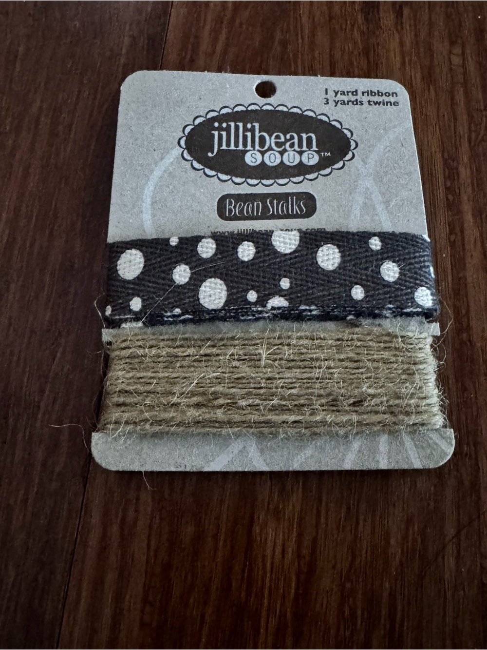 NWT Jillibean Soup Bean Stalks Ribbon & Twine Black White Polka Dot Natural Jute